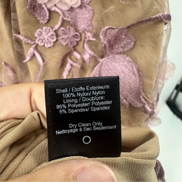 Dress the Population Audrey Dress XS  Pink 3D Floral Lace Plunge Fairycore Midi - Picture 8 of 13